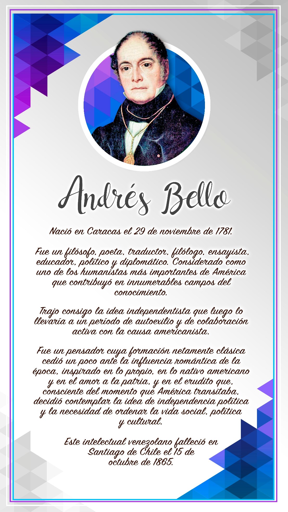 BIOGRAFÍA ANDRÉS BELLO