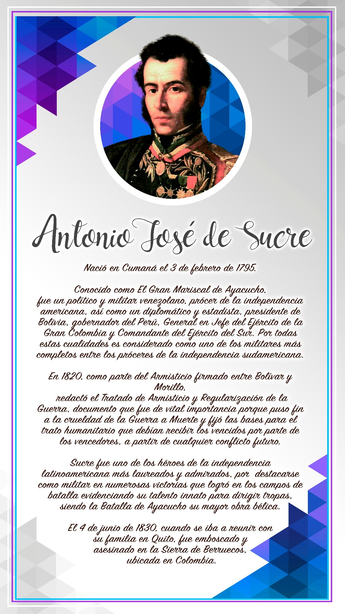 BIOGRAFÍA ANTONIO JOSÉ DE SUCRE